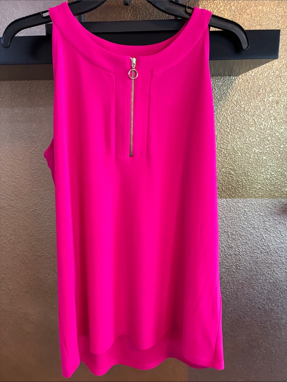 INC International Concepts Hot Pink Sleeveless Zip-Front Tank